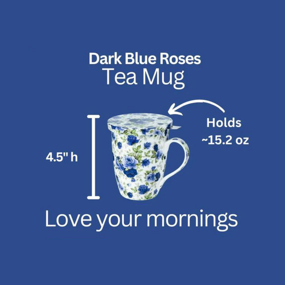 Chintz Dark Blue Roses Tea Mug