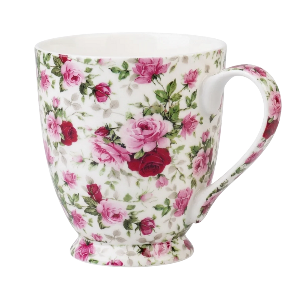 Pretty Chintzy Red & Pink Roses Mocha Mug