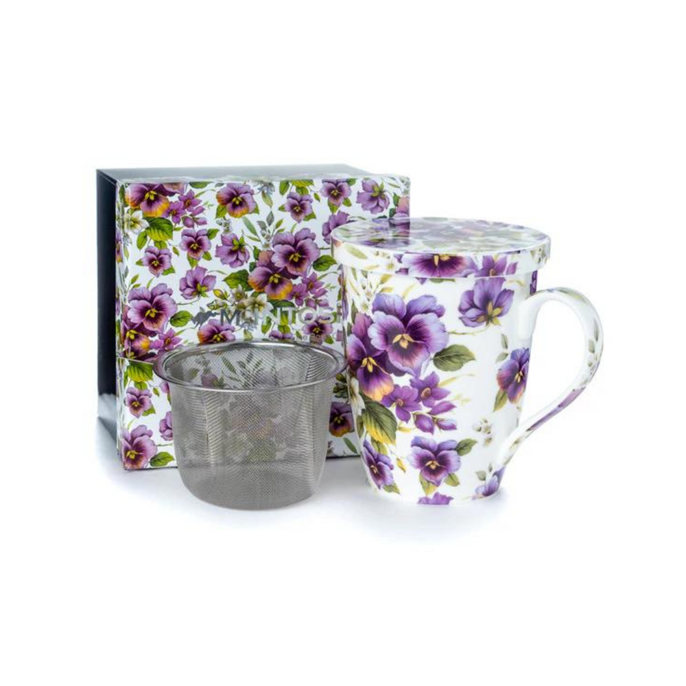 Pretty Chintzy Purple Pansies Tea Mug