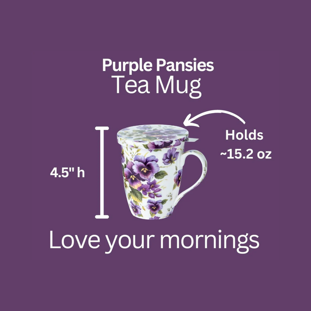 Pretty Chintzy Purple Pansies Tea Mug