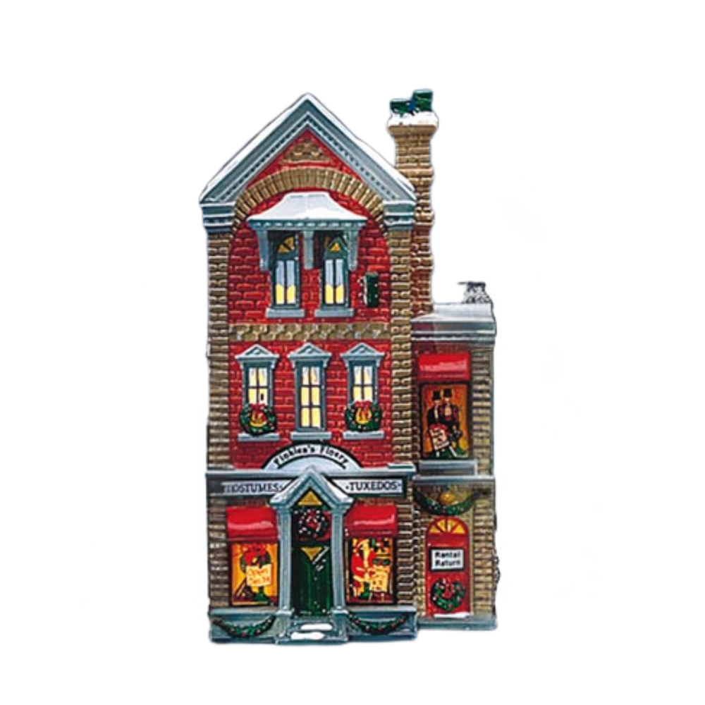 A decorative building against a white background.