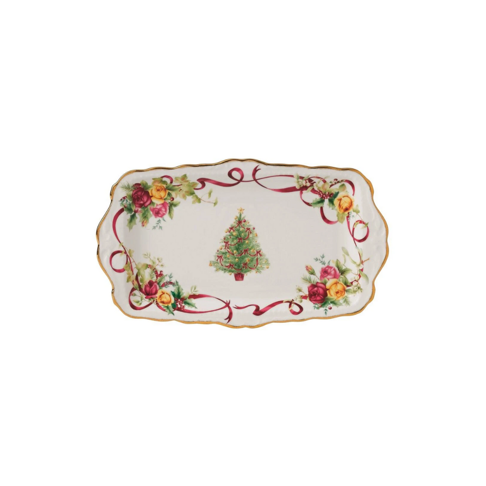 Royal Albert Old Country Roses Christmas Tree Sandwich Tray