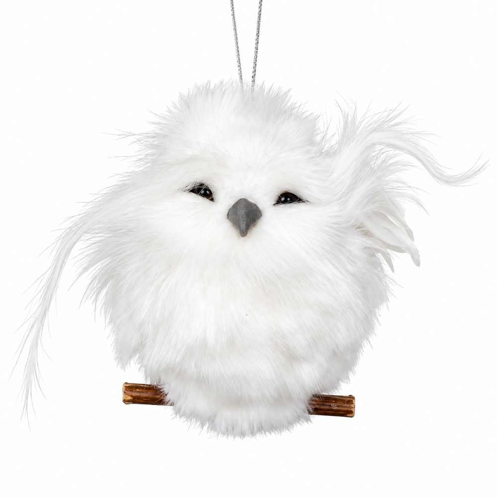 CT White Owl on a Stick Ornament