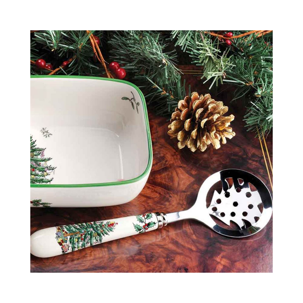 Dish and Spoon in Christmas Scene