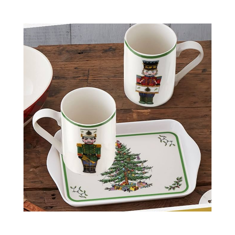 Spode Christmas Tree Tray & 2 Mugs