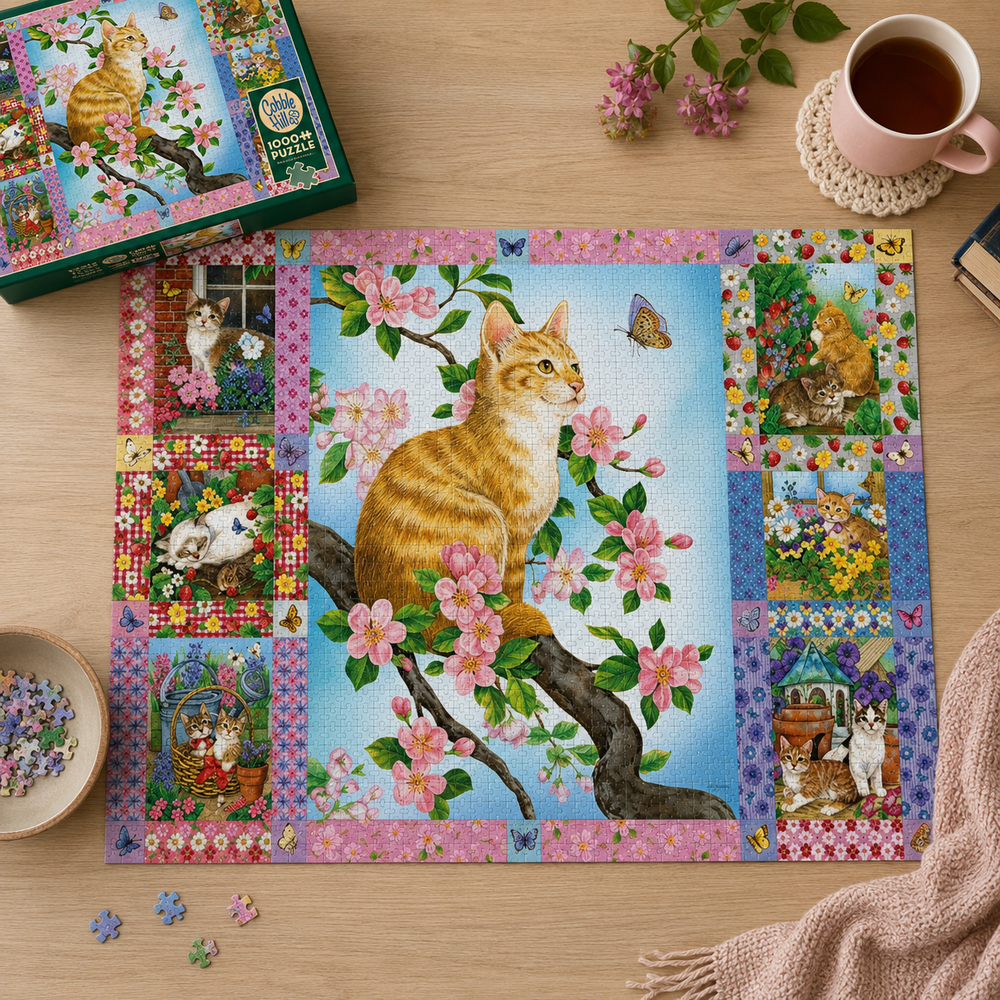 Cobble Hill Blossoms and Kittens Quilt Puzzle