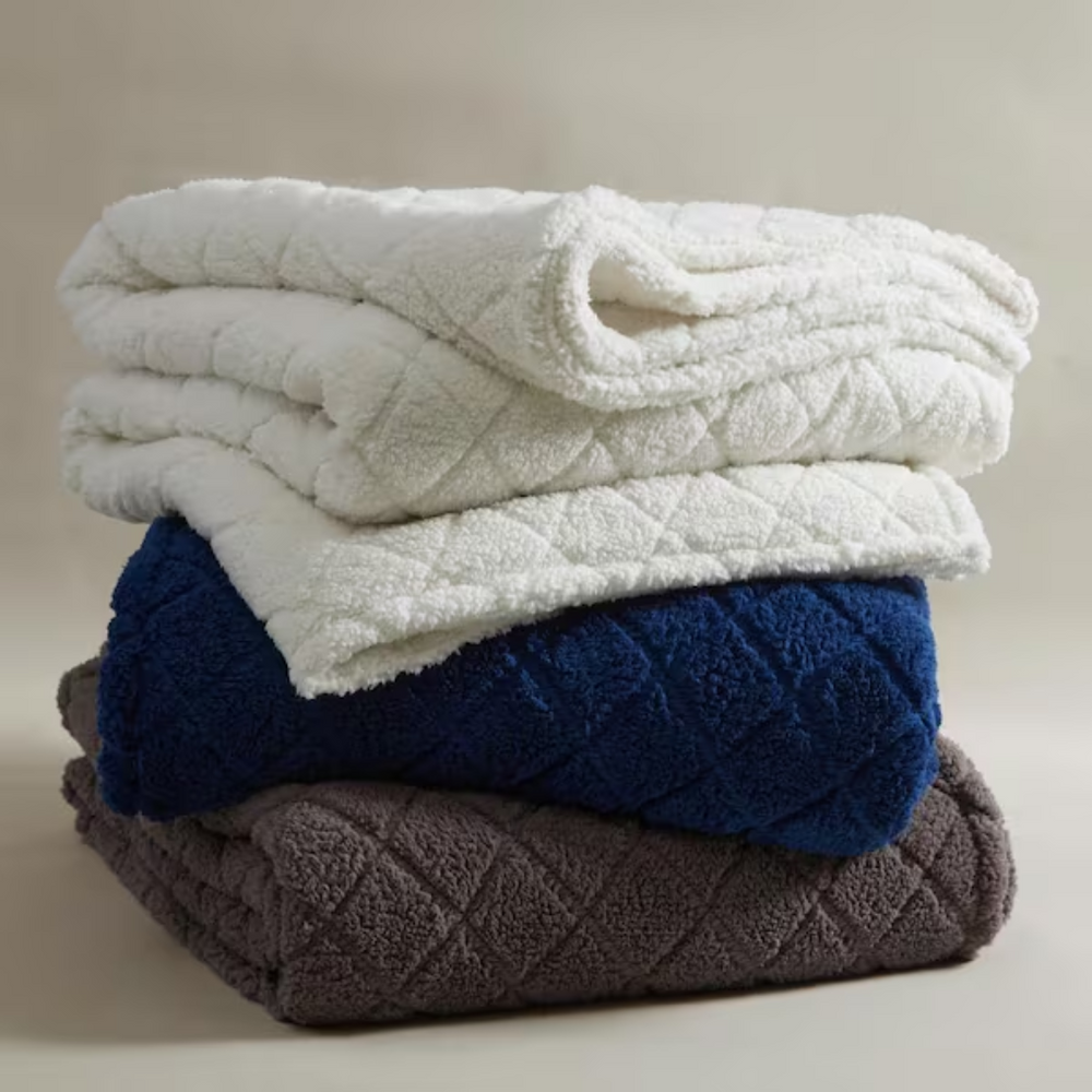 Coleman Luxury Sherpa Blanket-Cream