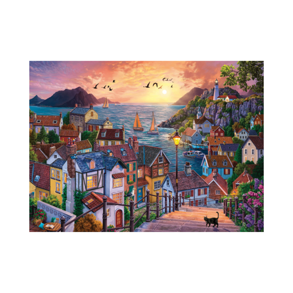 Cobble Hill Puzzles - Costal Town at Sunset
