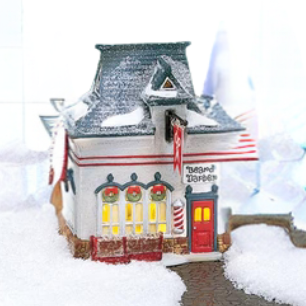 Decorative gingerbread house with a snowy background