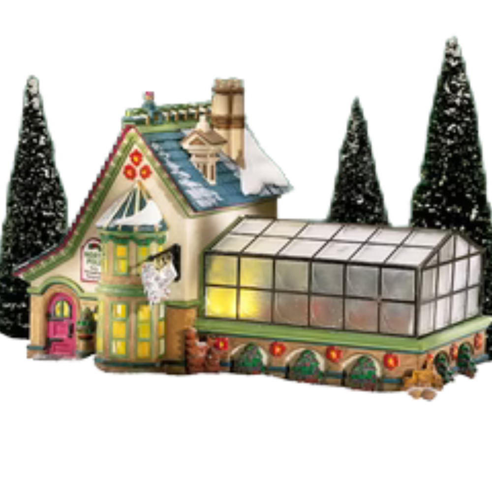 A decorative building with a white background. 