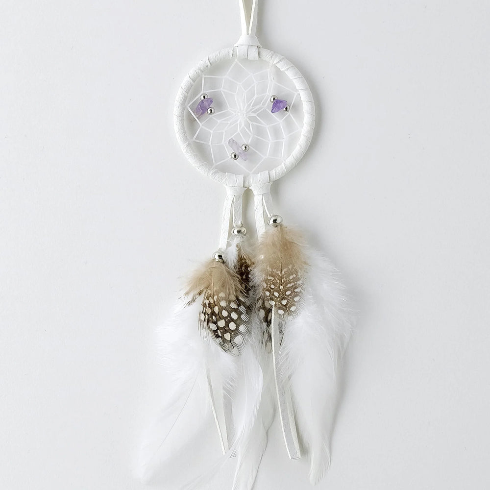 MNC 2" White Dream Catcher with Semi-Precious Stones