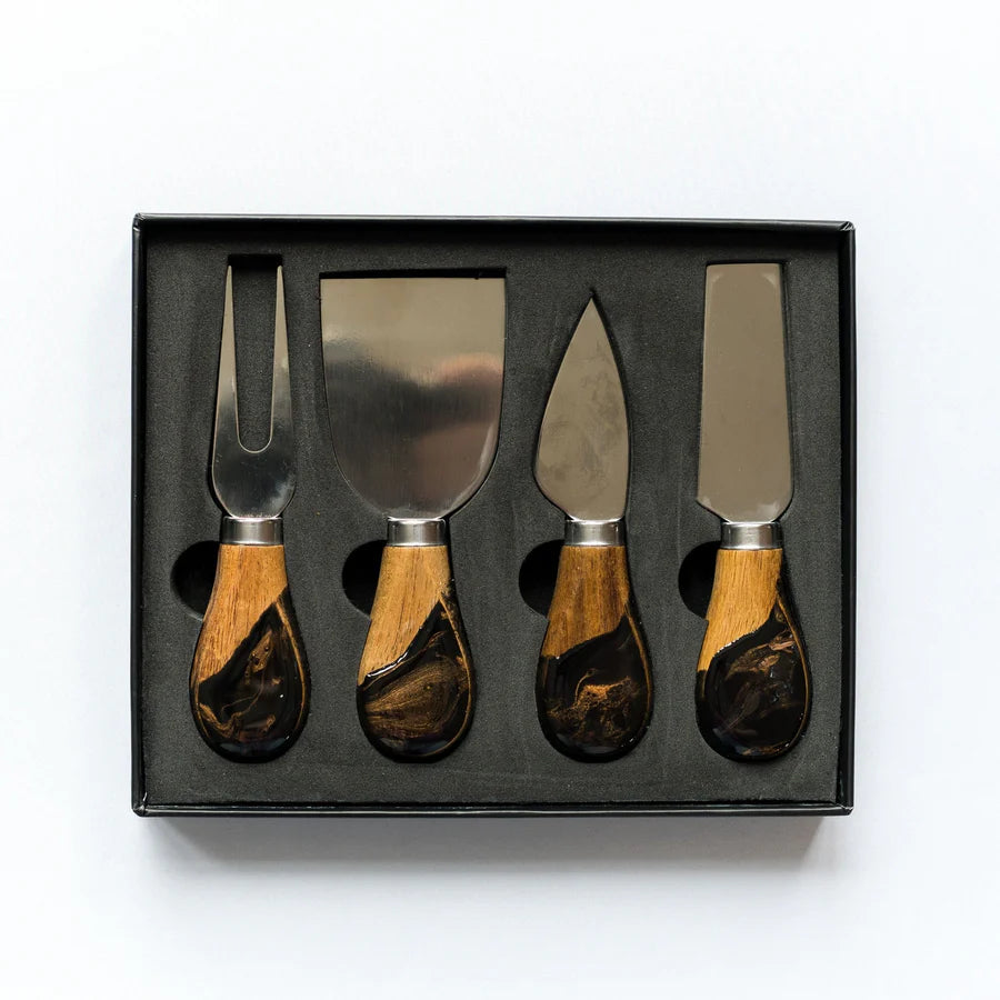 Lynn & Liana Black Ember - Cheese Knife Set of 4