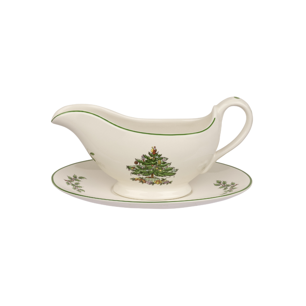 Spode Christmas Tree Sauce Boat & Stand