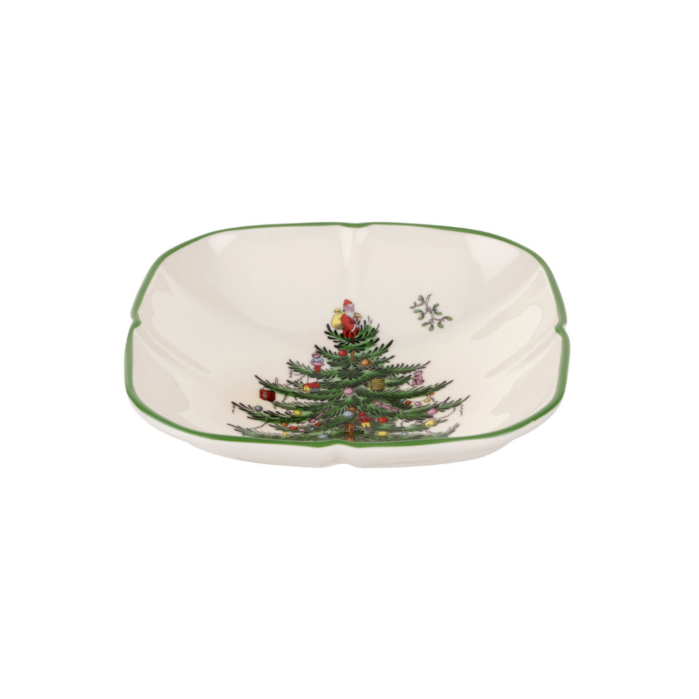 Spode Christmas Tree Sculpted Square Dish 5"