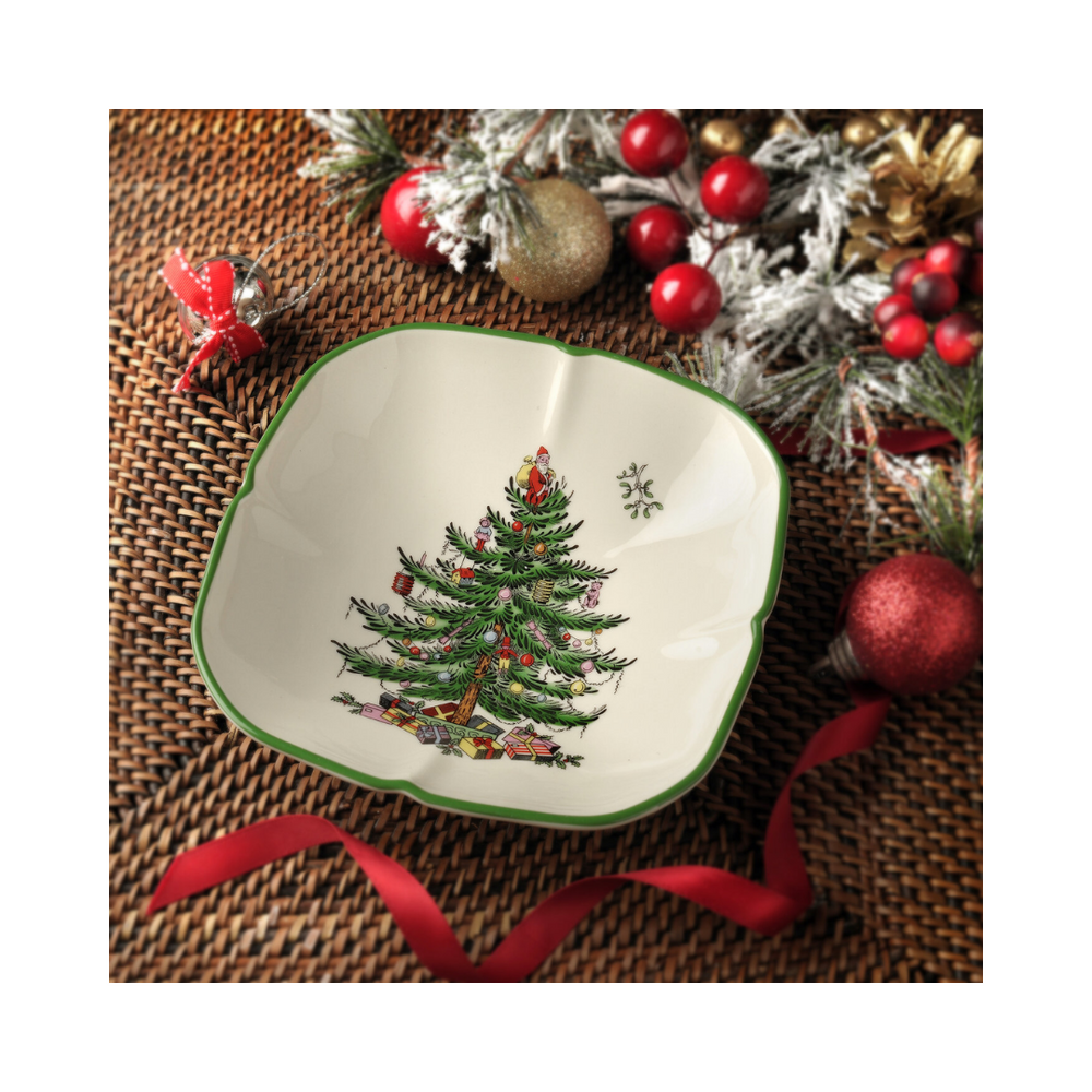 Spode Christmas Tree Sculpted Square Dish 5"