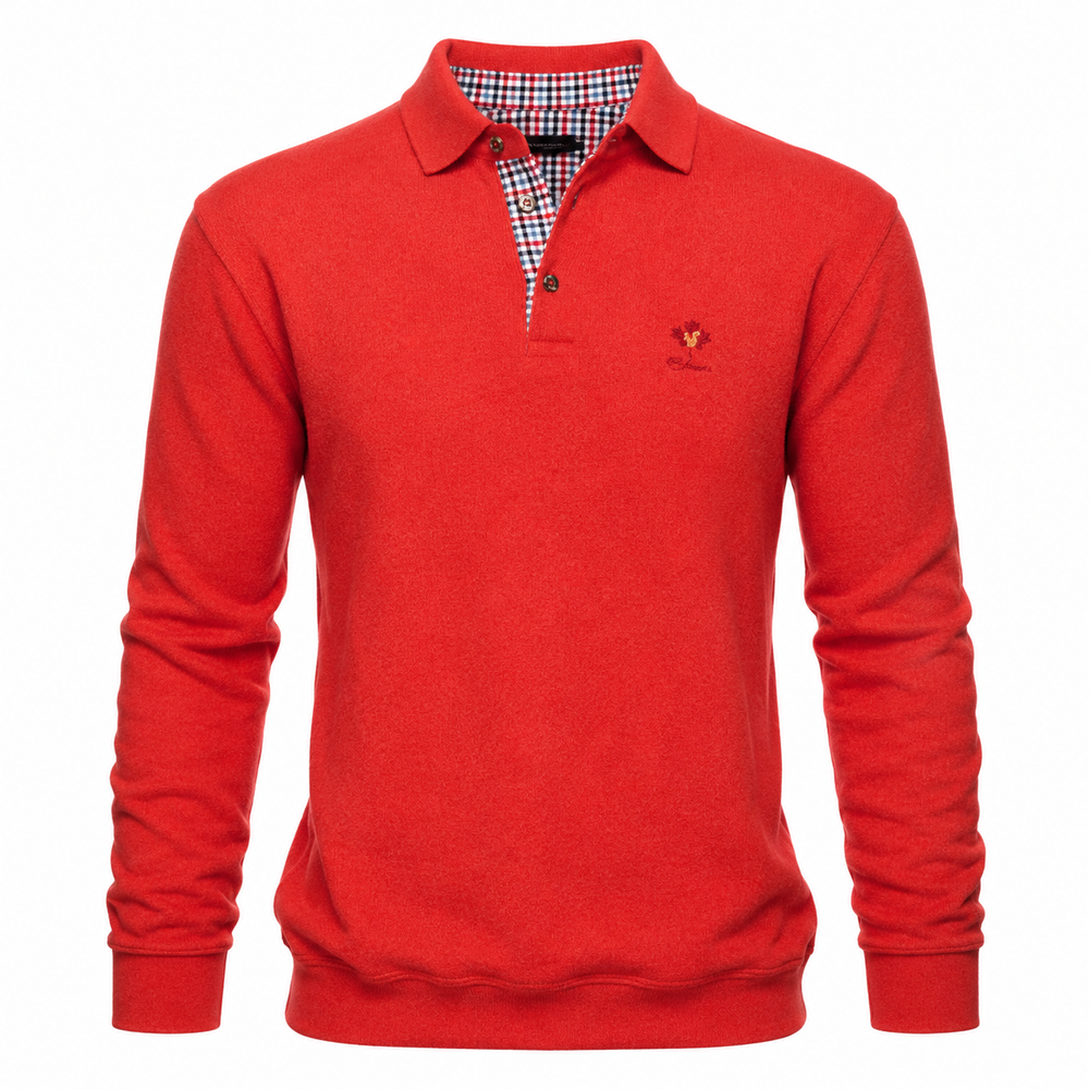 Ethnic Blue Men's Polo Sweater - Red Mix