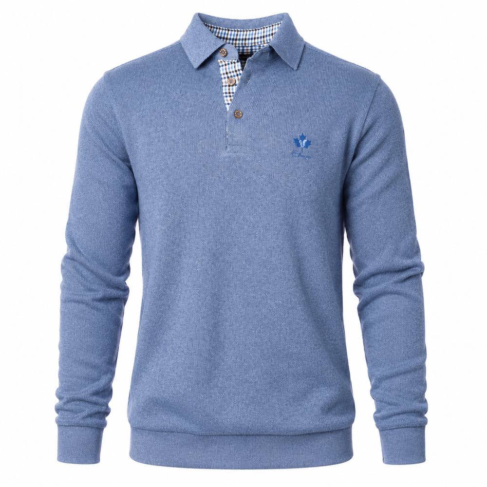Ethnic Blue Men's Polo Sweater - Blue
