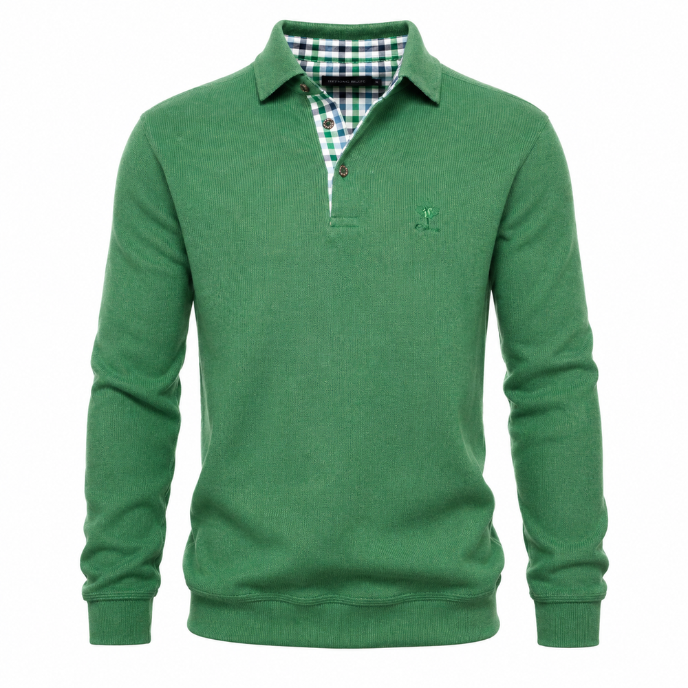 Ethnic Blue Men's Polo Sweater - Emerald Green