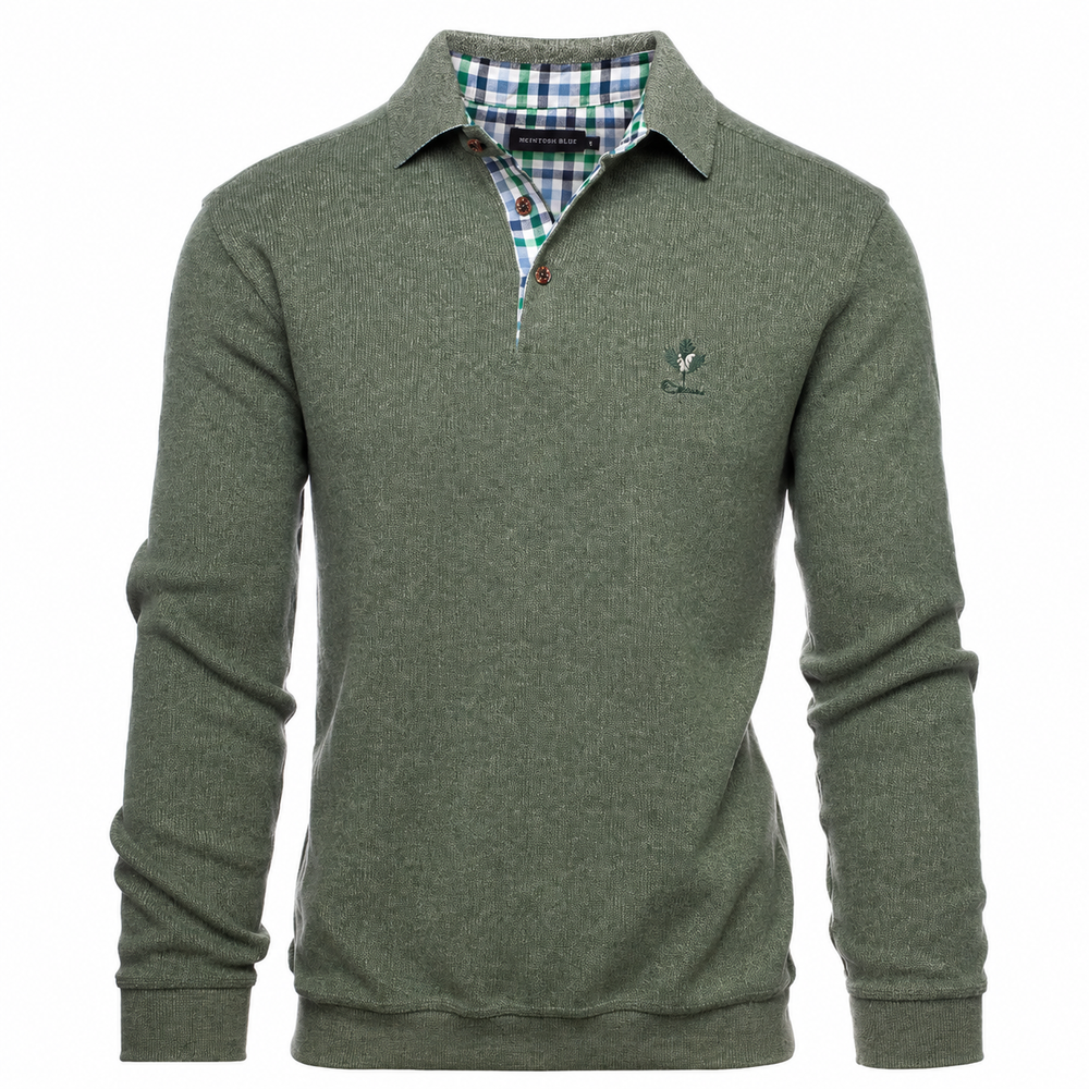Ethnic Blue Men's Polo Sweater - Green