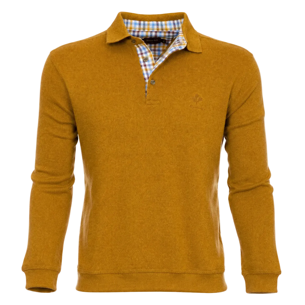 Ethnic Blue Men's Polo Sweater - Mustard