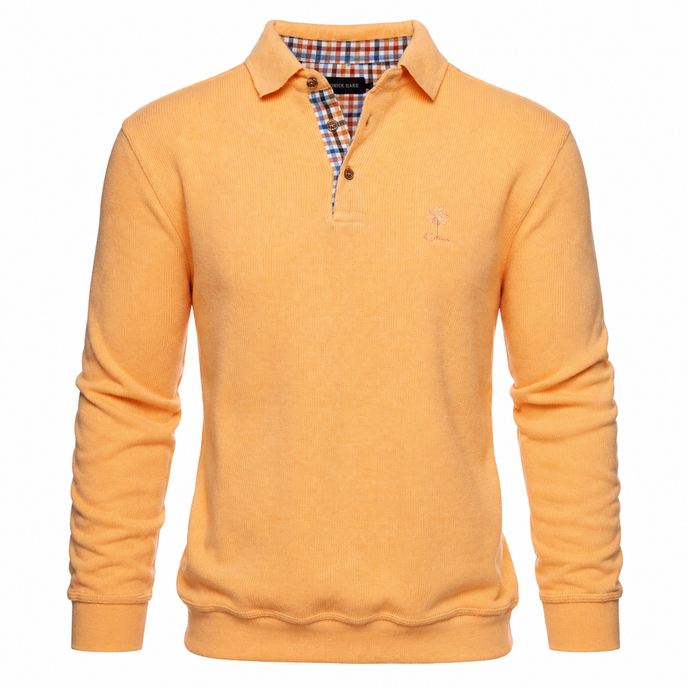 Ethnic Blue Men's Polo Sweater - Peach