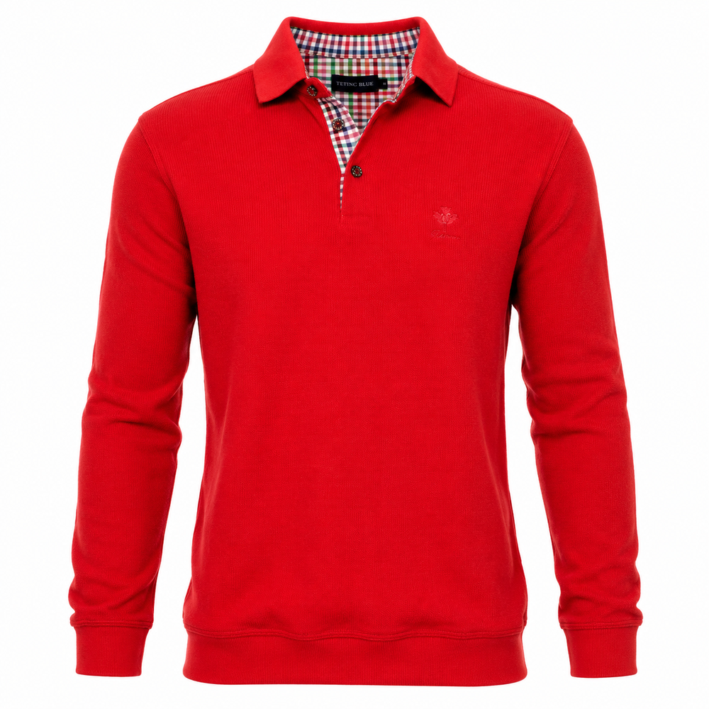 Ethnic Blue Men's Polo Sweater - Red