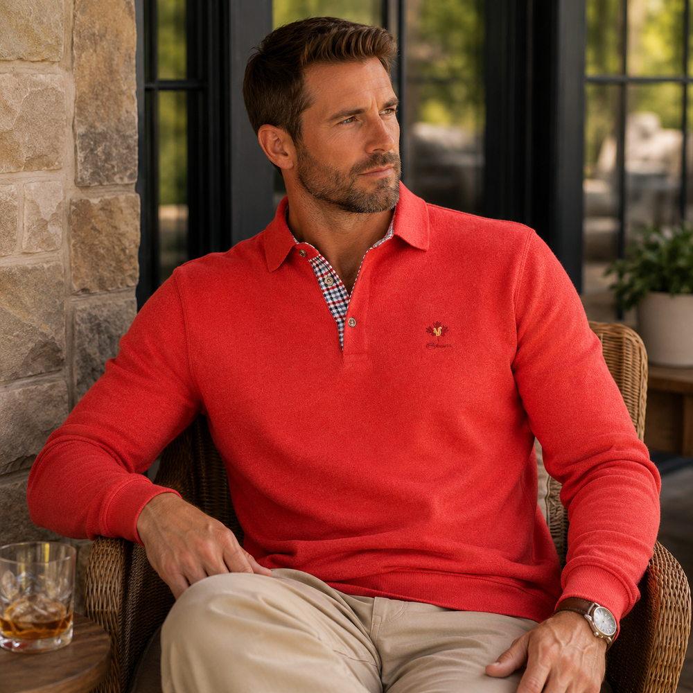 Ethnic Blue Men's Polo Sweater - Red Mix