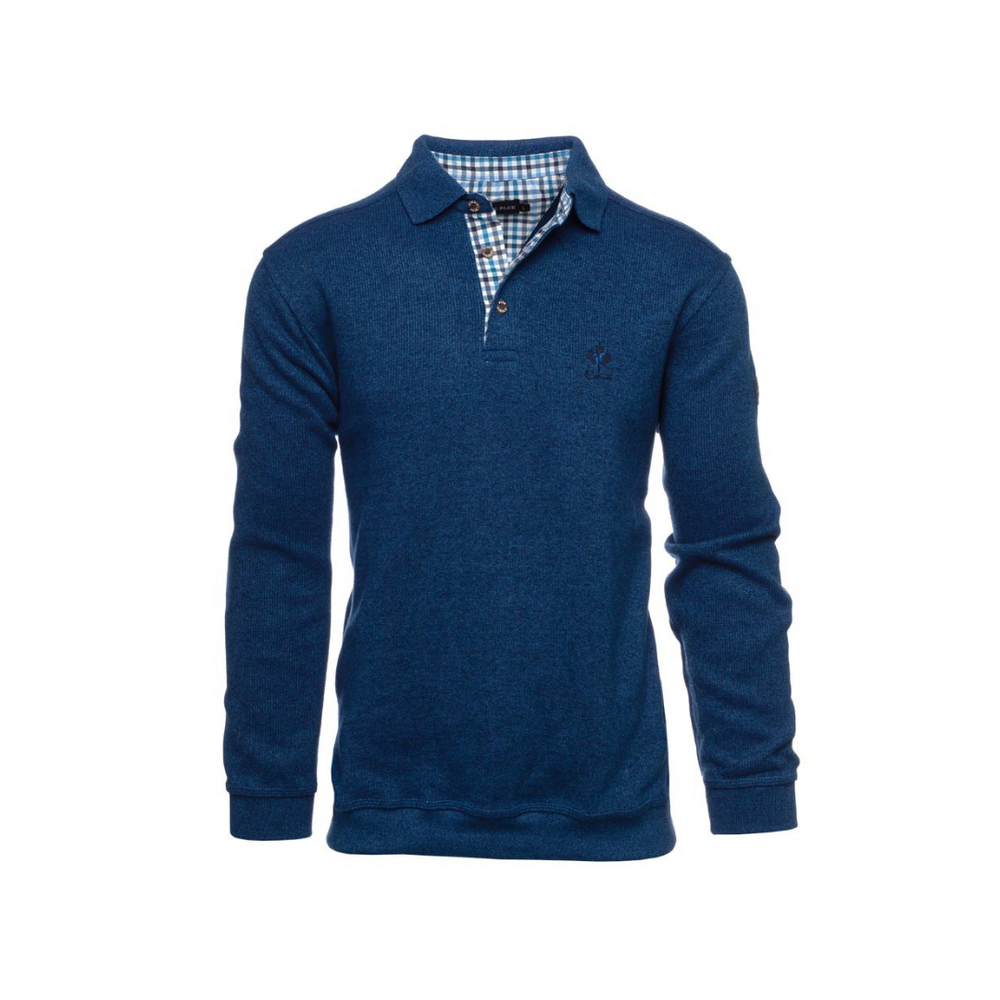 Ethnic Blue Men's Luxury Sweater with Buttons - Royal Blue