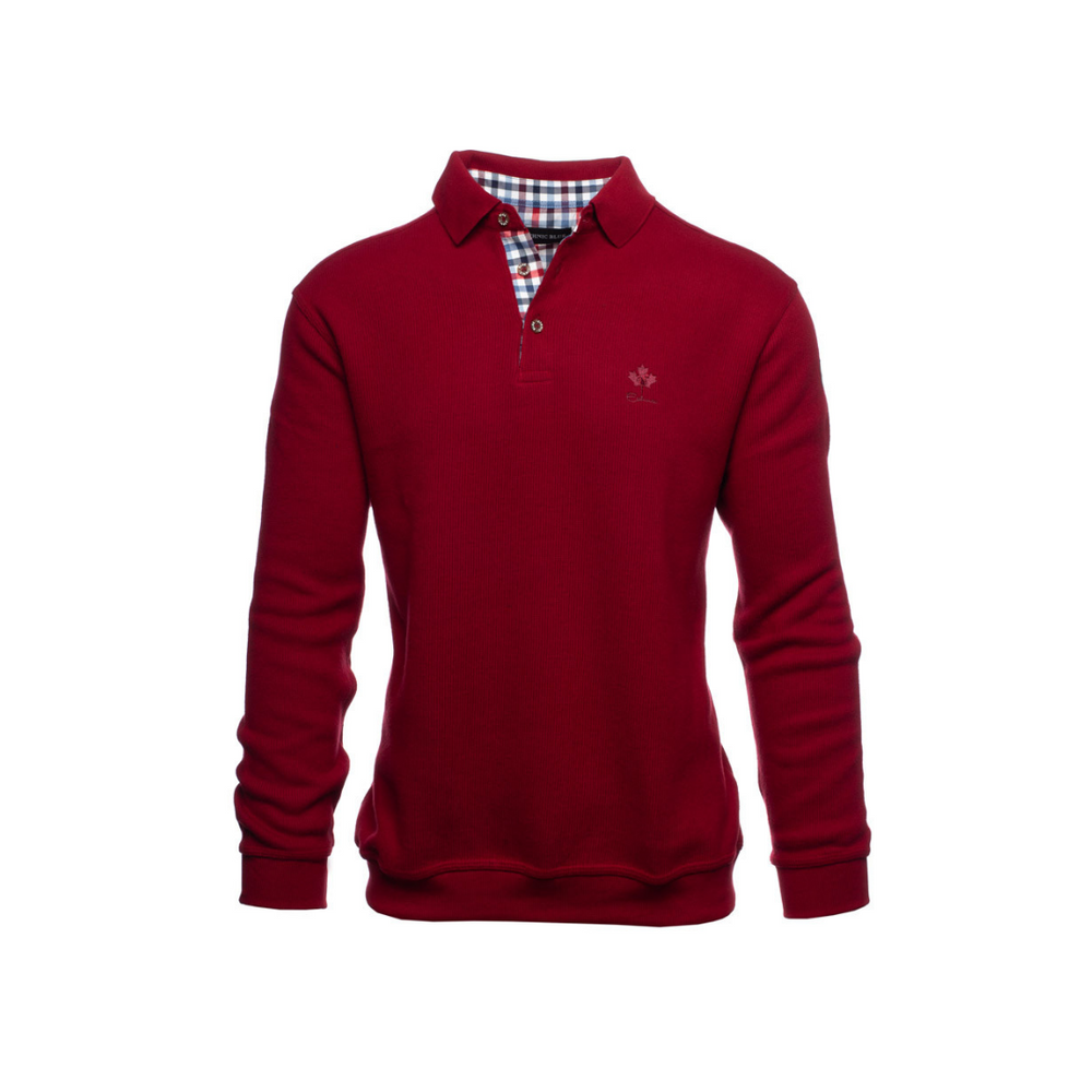 Ethnic Blue Men's Luxury Sweater with Buttons - True Red