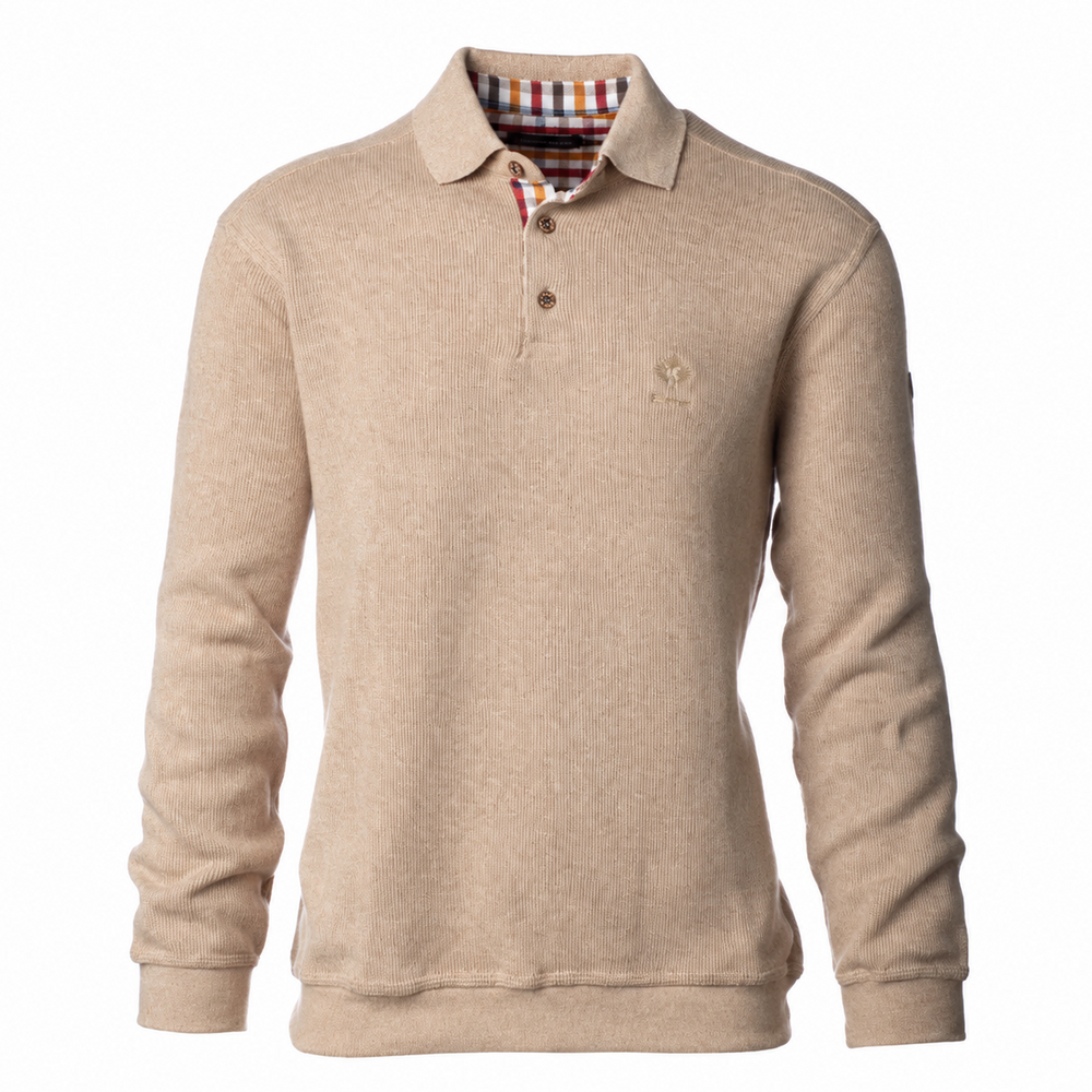 Ethnic Blue Men's Polo Sweater - Beige