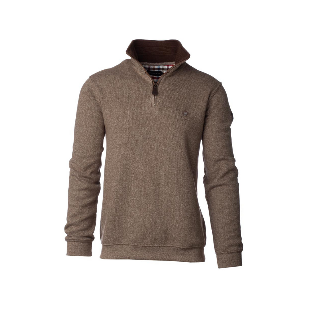 Ethnic Blue Men's Quarter Zip Sweater - Chestnut