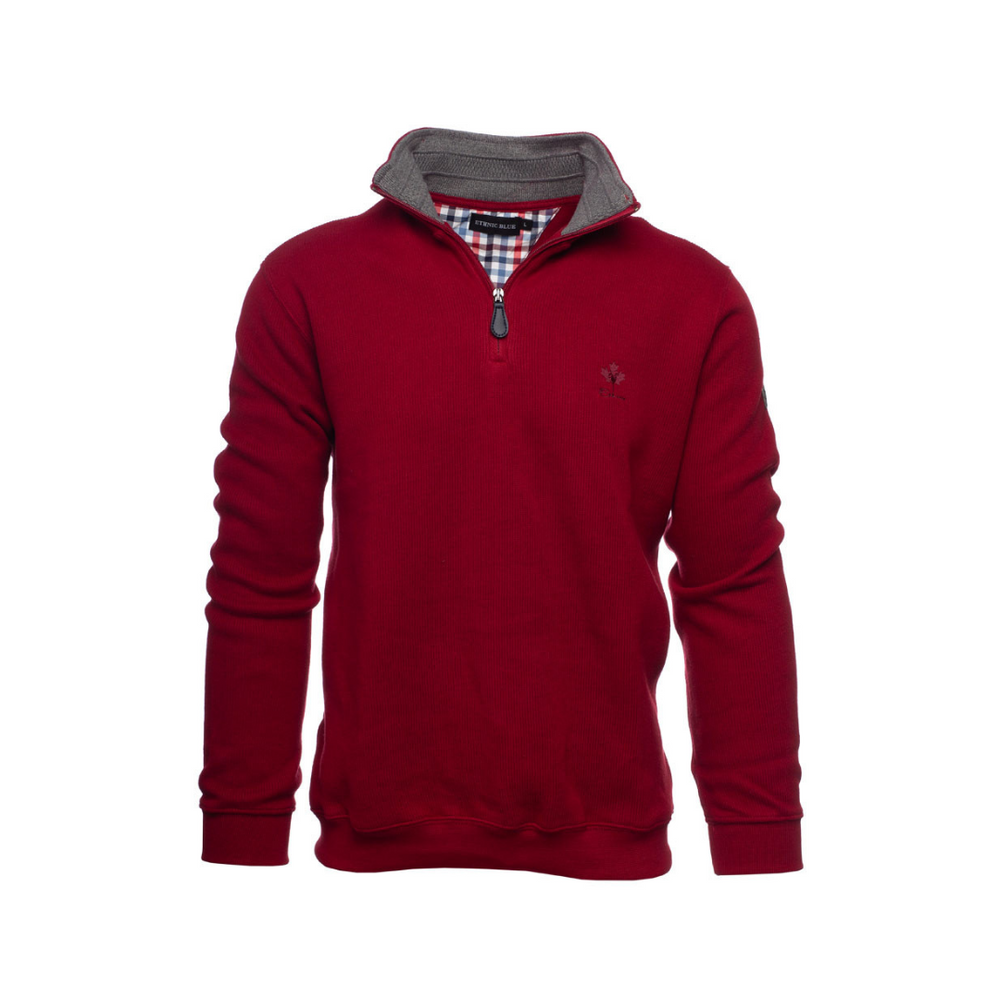 Ethnic Blue Men's Quarter Zip Sweater - Red