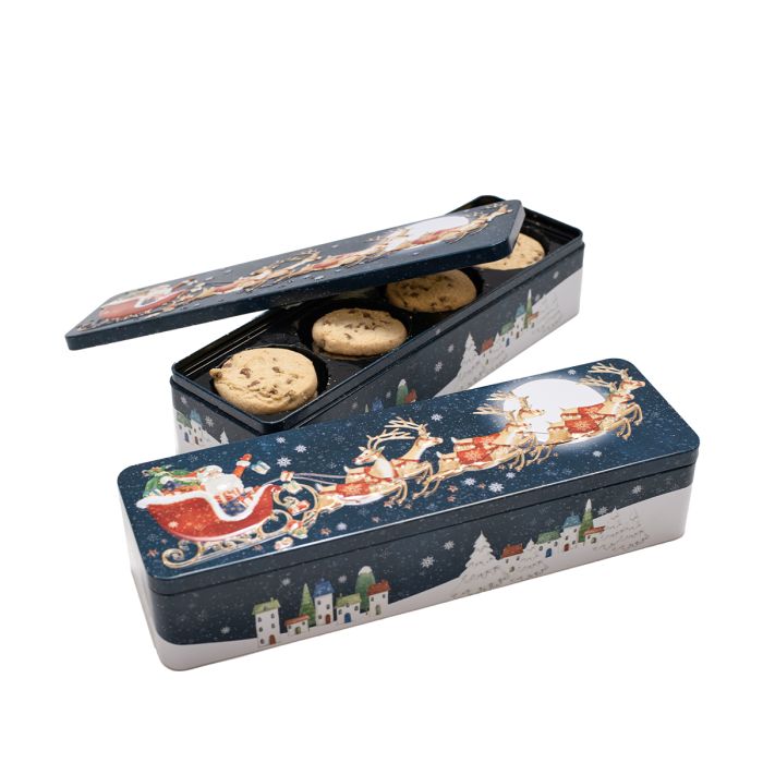 Farmhouse Biscuits Flying Santa Tin