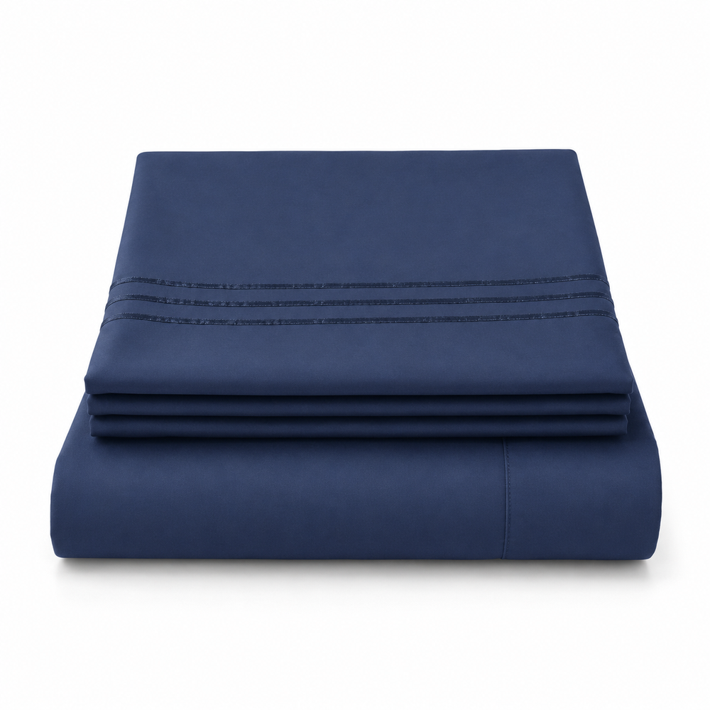 Folded Navy Solid Sheet Set