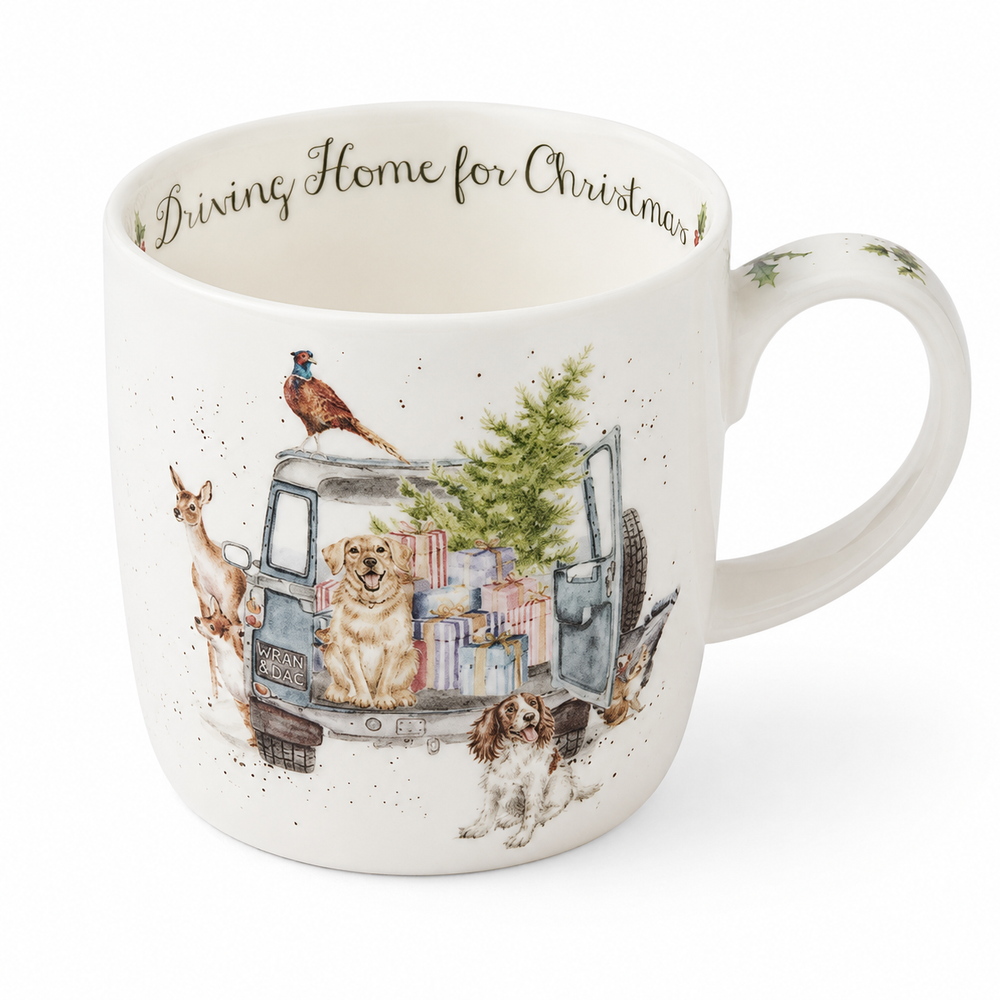 Wrendale 11 oz Mug - Driving Home for Christmas (dog)