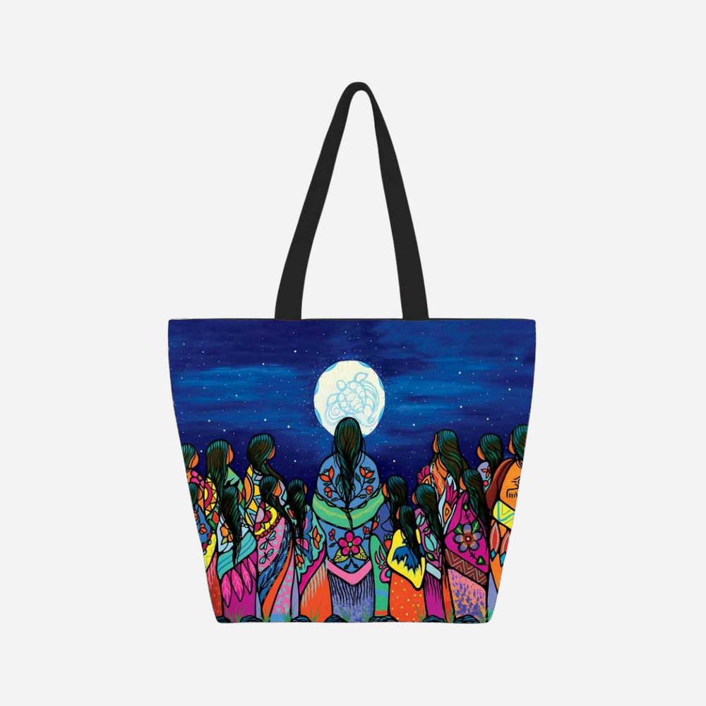 Indigenous Art Canvas Tote Bag - Full Moon Ceremony