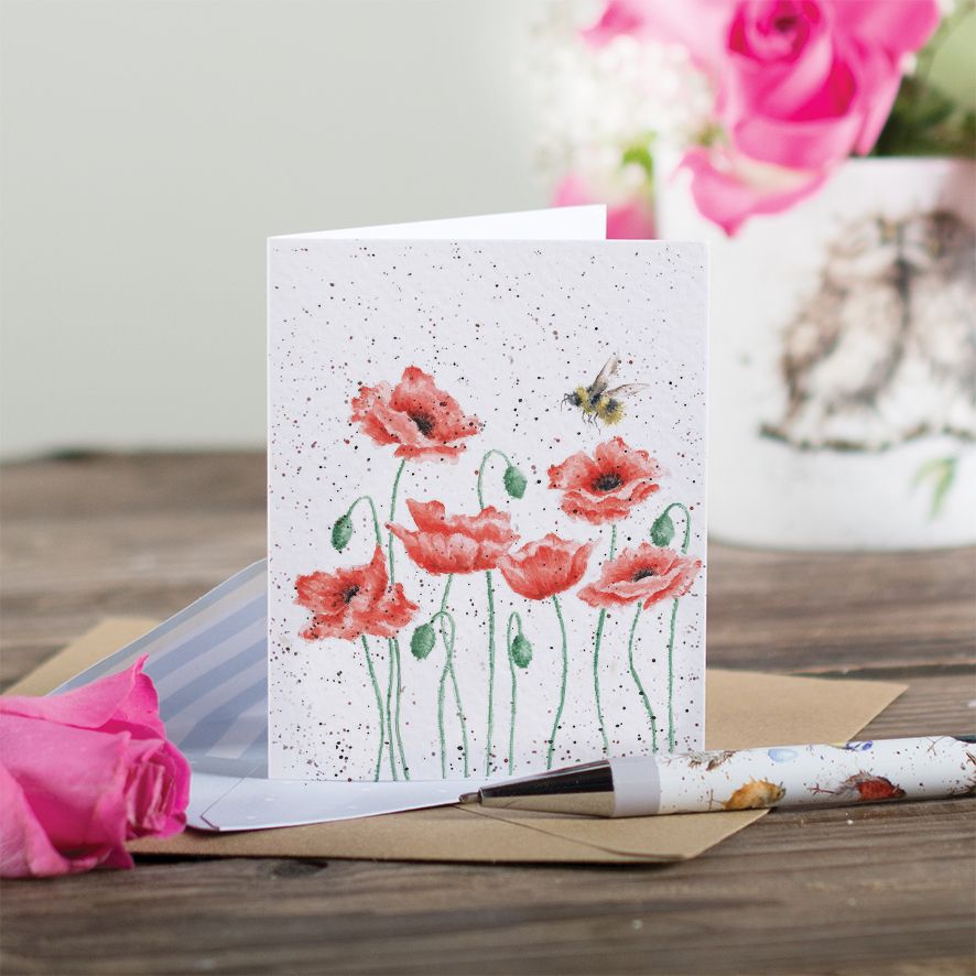 Wrendale Gift Enclosure Card Poppies & Bee