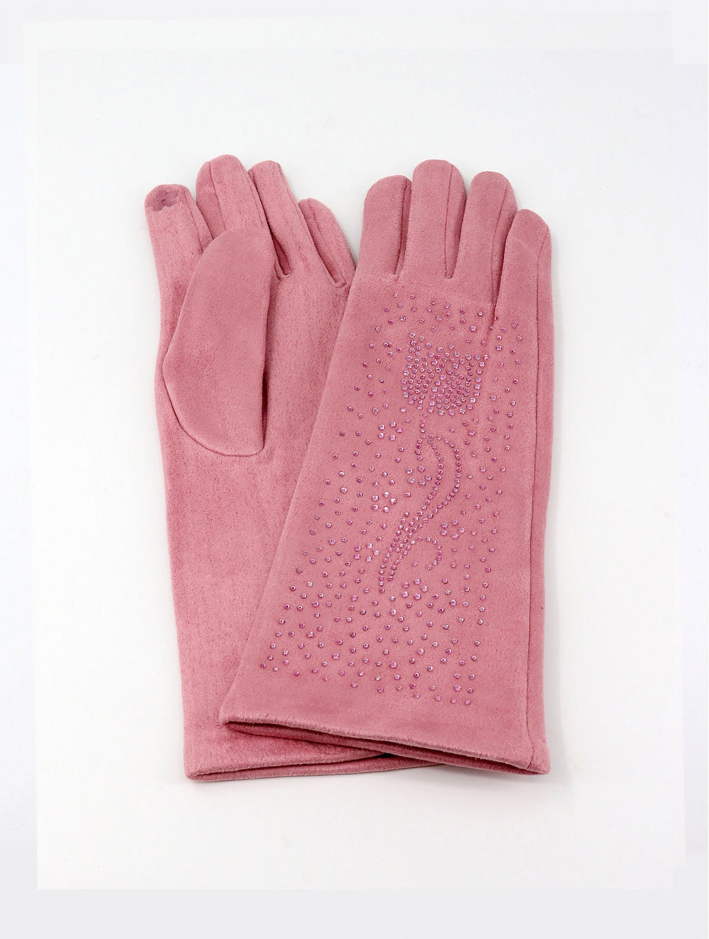 Grand Chenille Pink Glove W/ Rhinestone