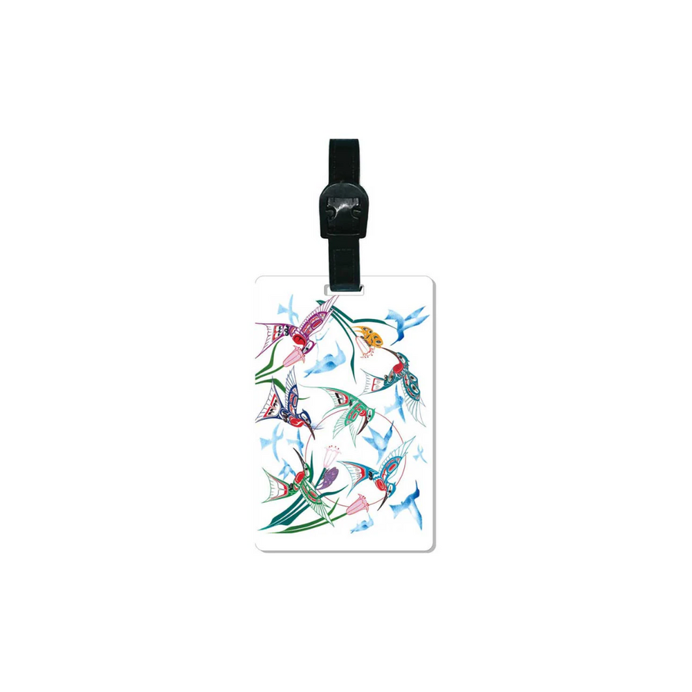 Indigenous Art Luggage Tag Garden of Hummingbirds