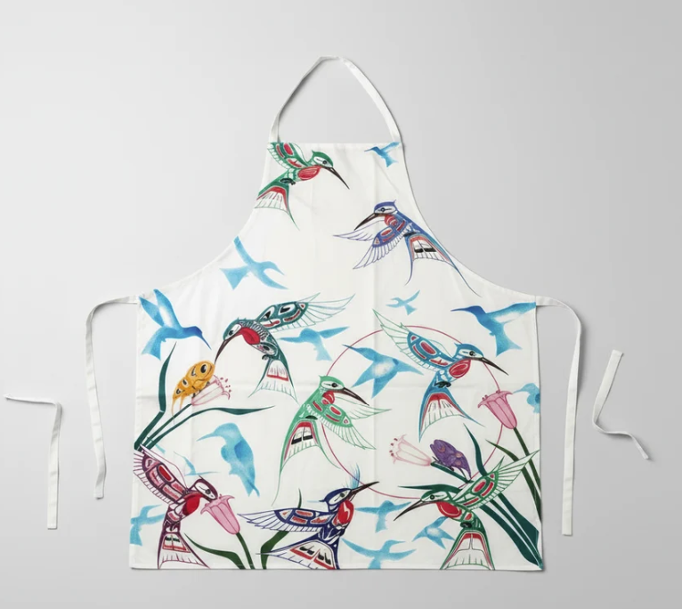 Indigenous Art Apron - Garden of Hummingbirds