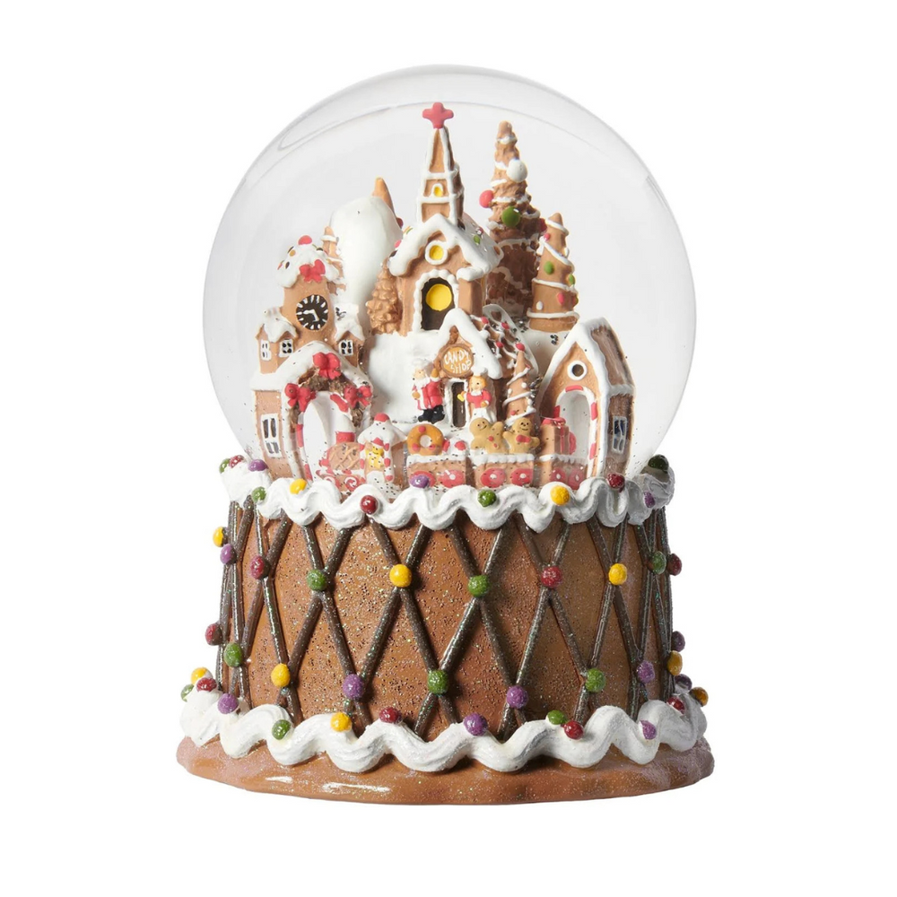 Roman Lighted Musical Swirl Gingerbread Town 6.75" (USB)