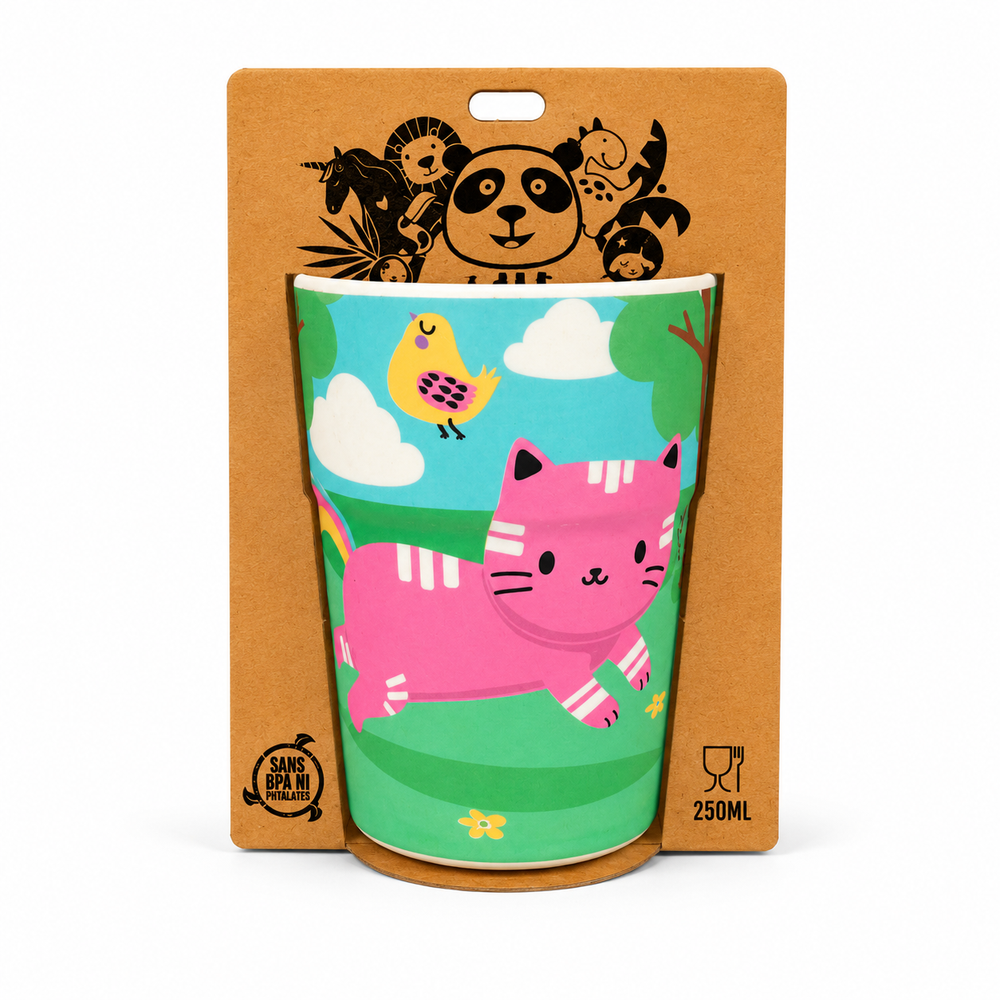 Gobelet en Bambou Pour Enfants Chatons