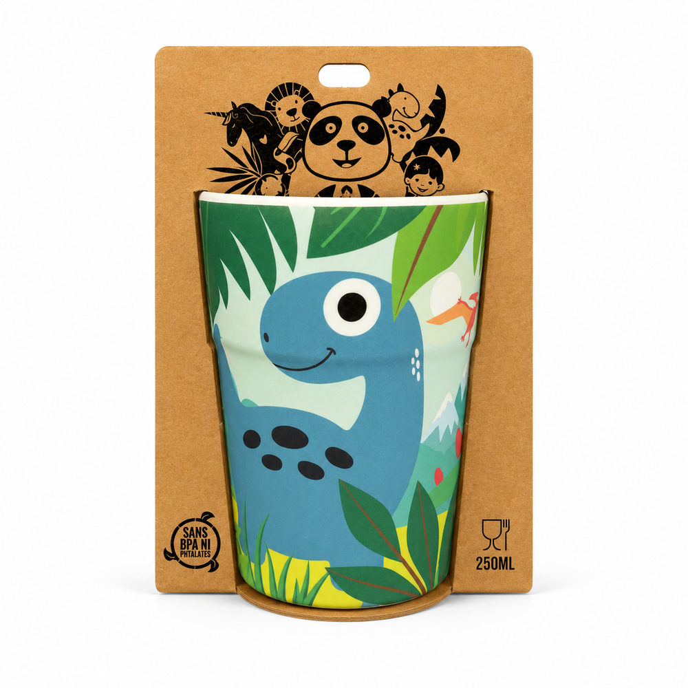 Gobelet en Bambou Pour Enfants Dinosaures
