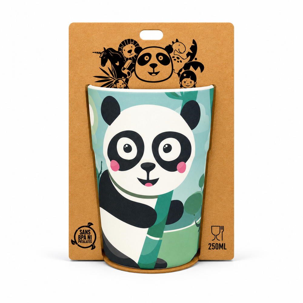 Gobelet en Bambou Pour Enfants Pandas