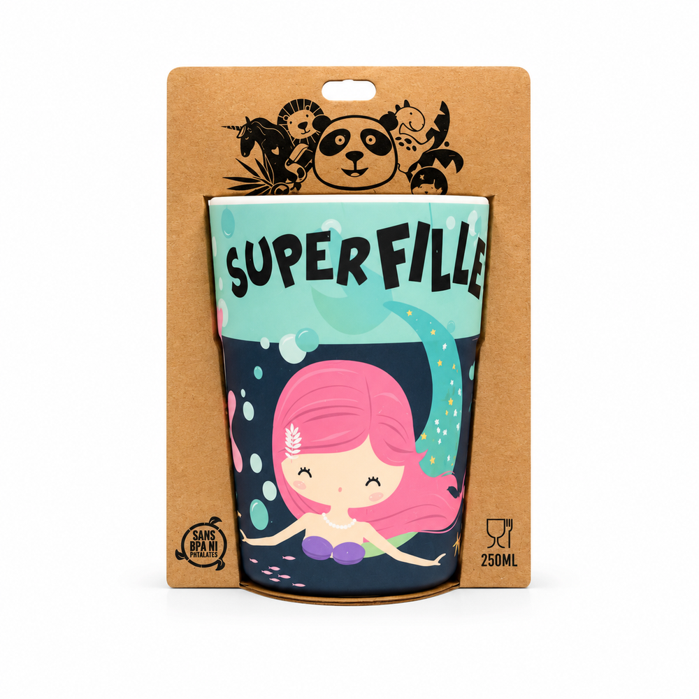 Gobelet en Bambou Pour Enfants Super Fille