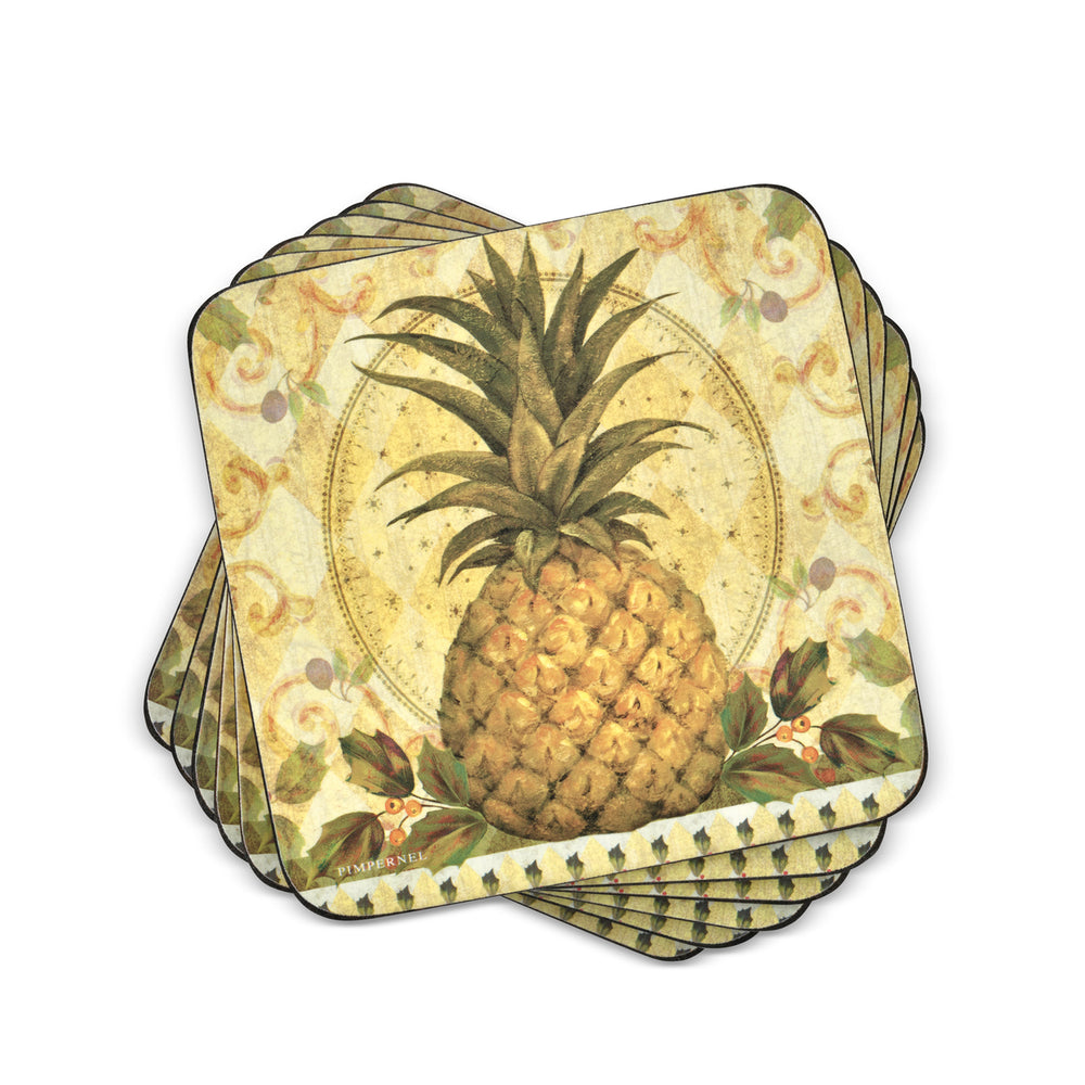 Golden Pineapple Coasters - Set of 6
