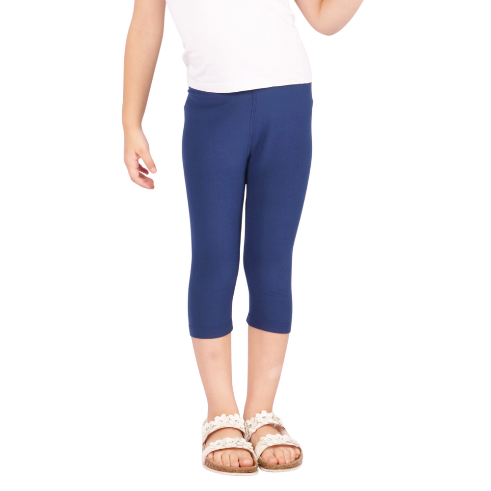 Grand Kids Solid Stretchy Capri Leggings Medium Navy LG10385NAVY