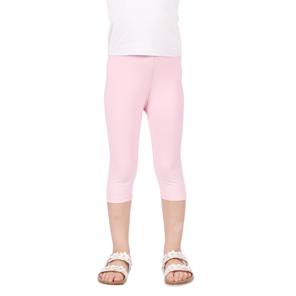 Grand-Kids Solid Stretchy Capri Leggings - Medium Pink (LG103812PK