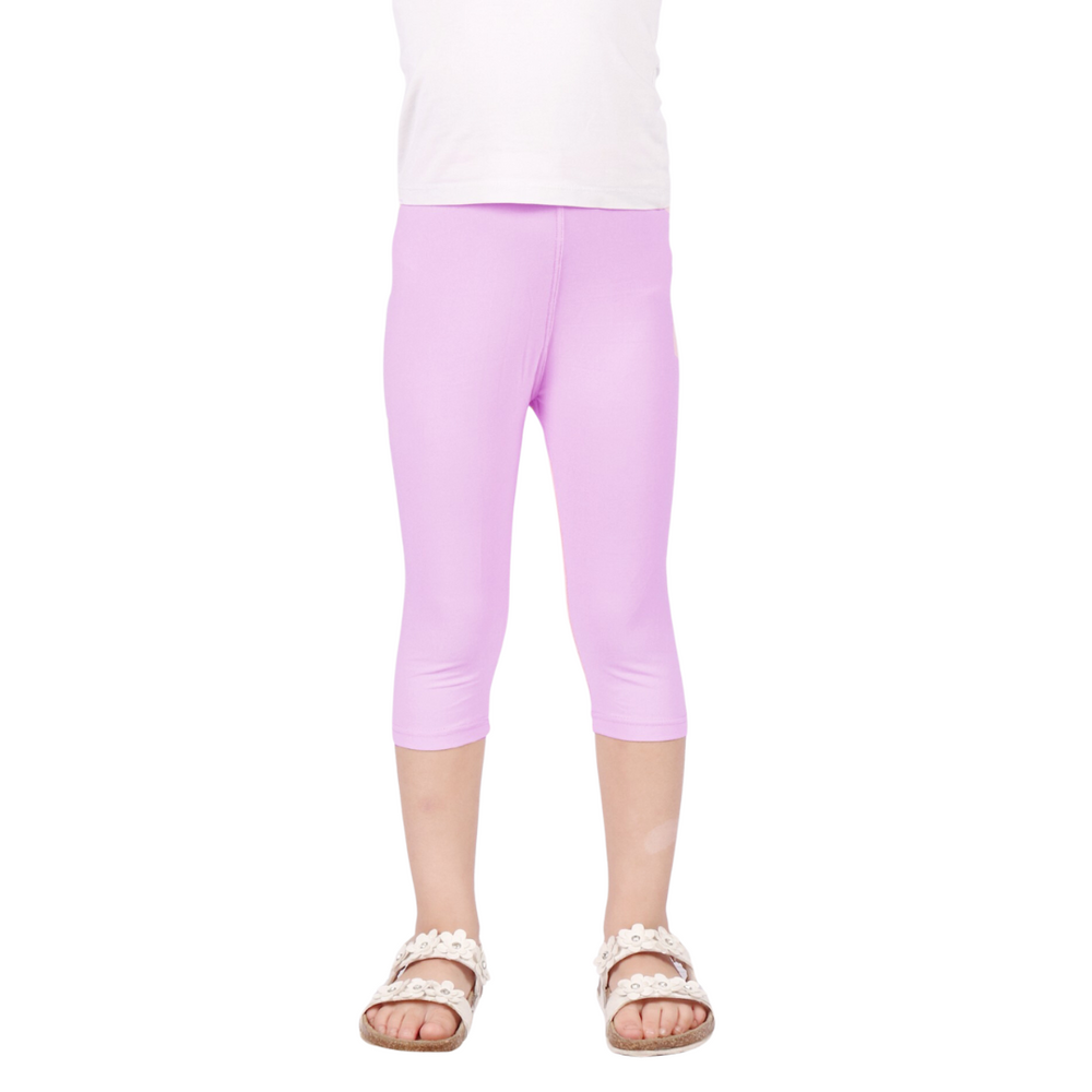 Grand-Kids Solid Stretchy Capri Leggings - Medium Purple (LG10381LPP)