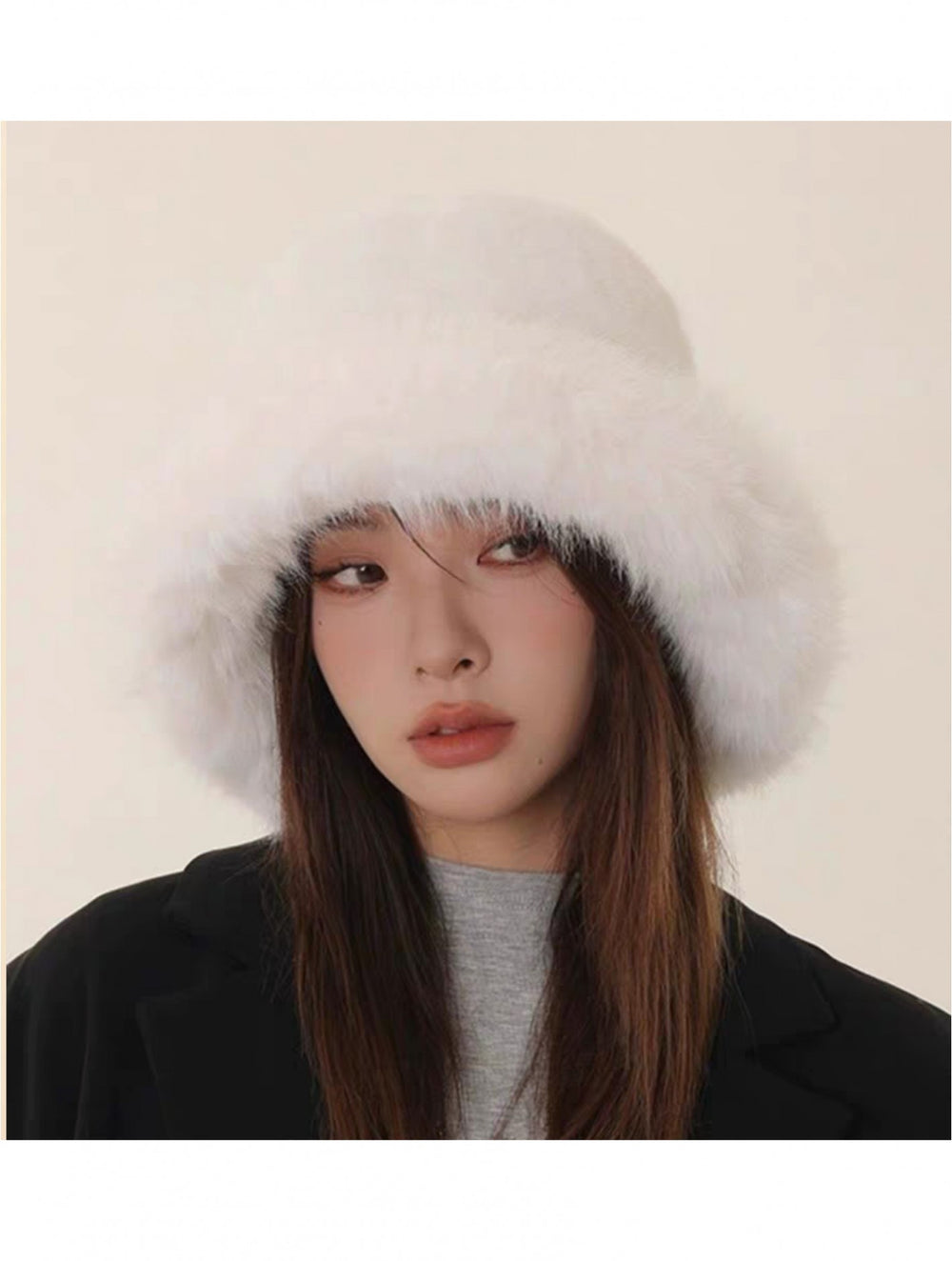 Grand Solid Cream Fuzzy Hat with Brim